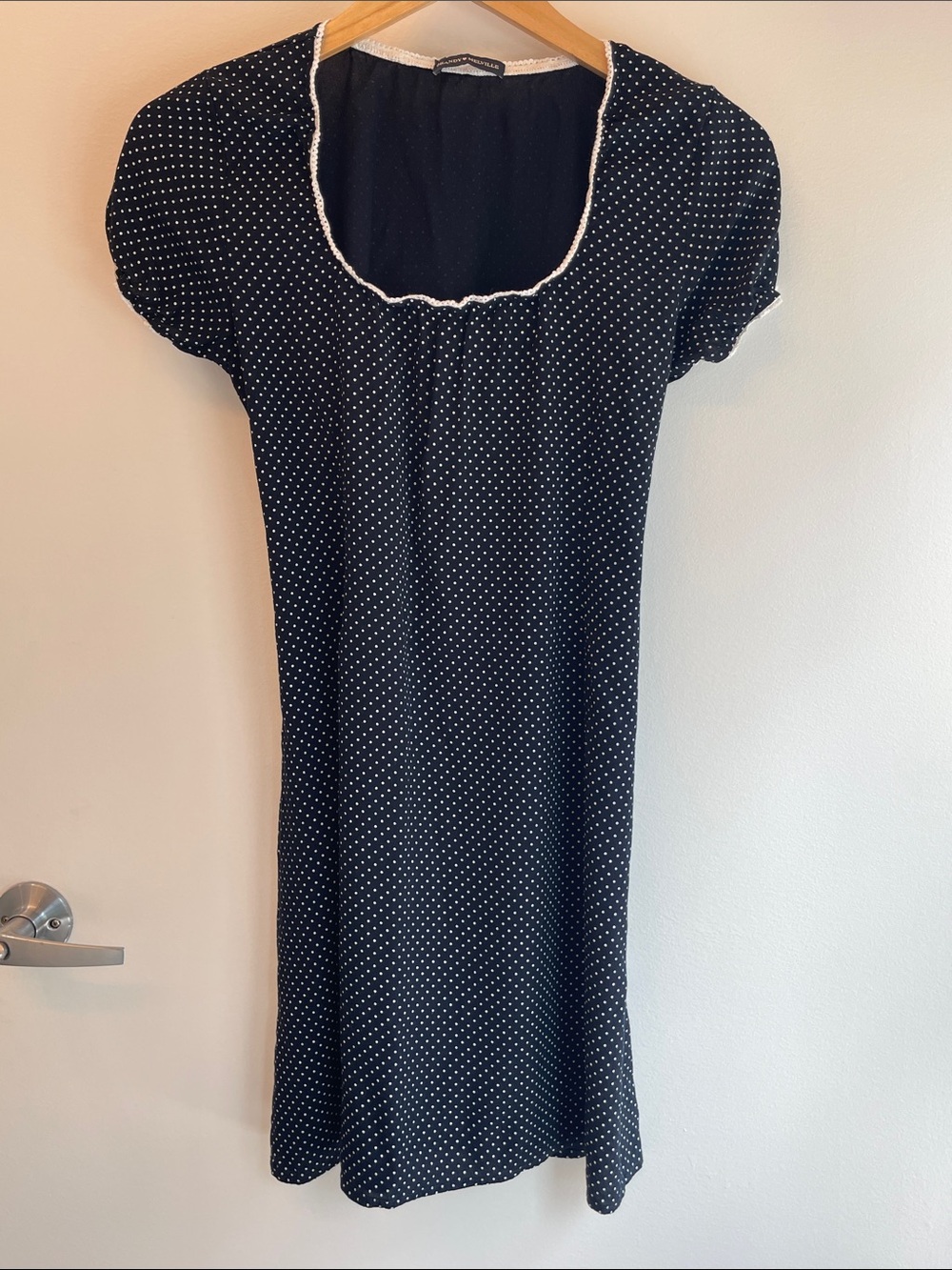 Brandy Melville Navy with White Polka Dot Midi Dress Size 0-4 Women’s